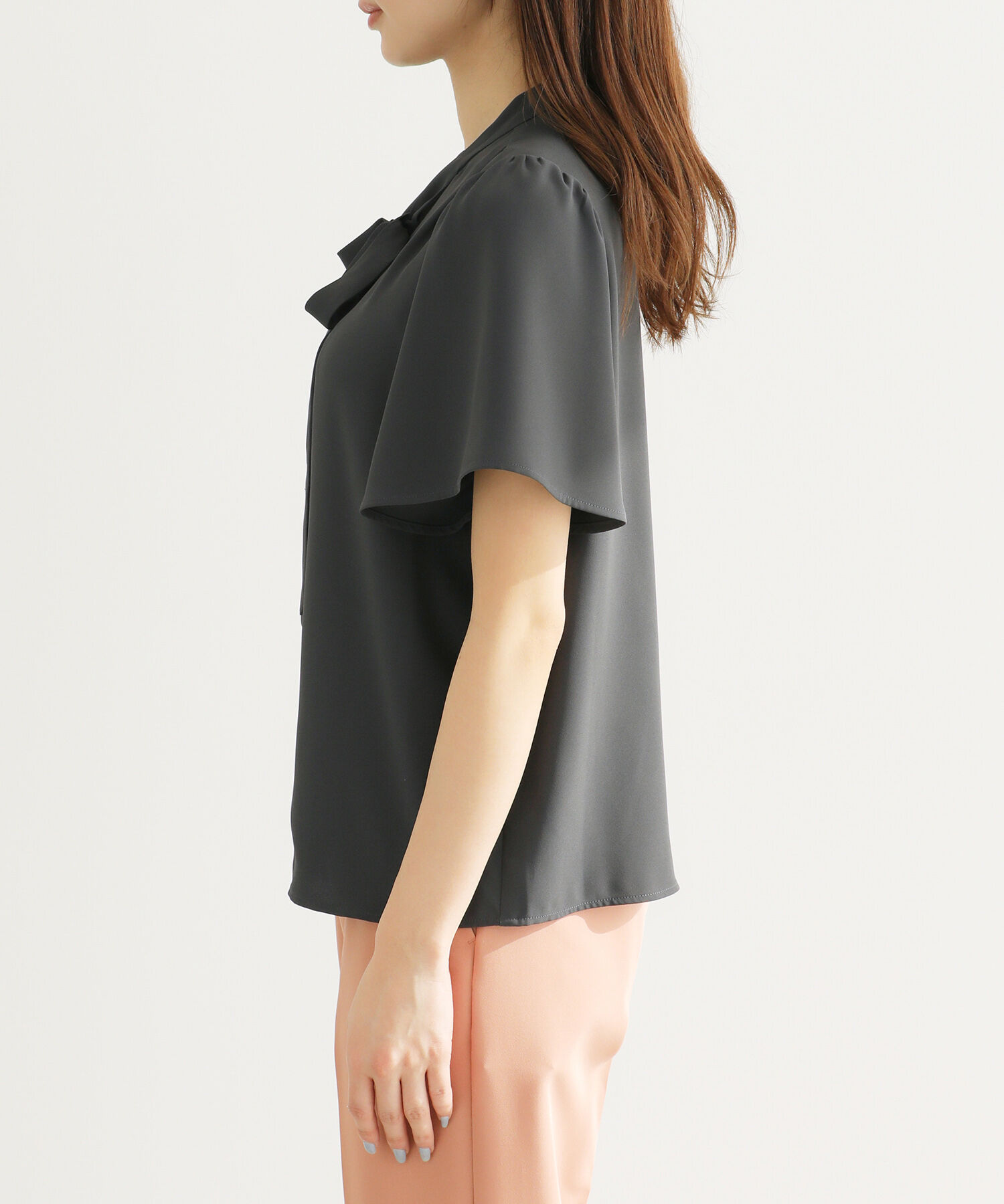 Rope&rsquo;Picnic「【ご好評につき追加生産&新色追加】サラサラリボンハーフスリーブブラウス」|シャツ・ブラウス|