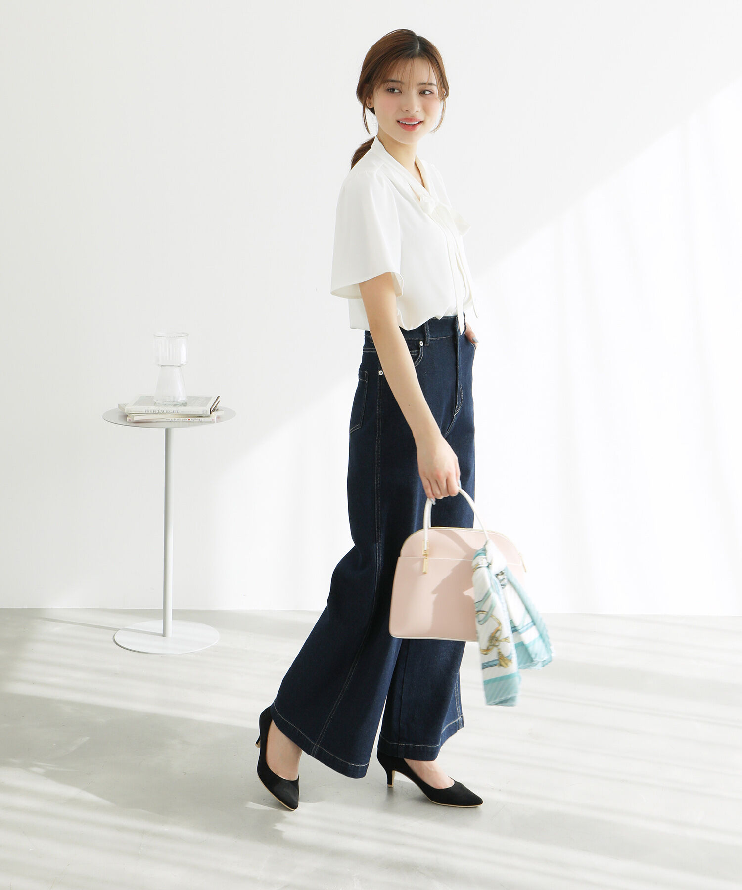 Rope&rsquo;Picnic「【ご好評につき追加生産&新色追加】サラサラリボンハーフスリーブブラウス」|シャツ・ブラウス|