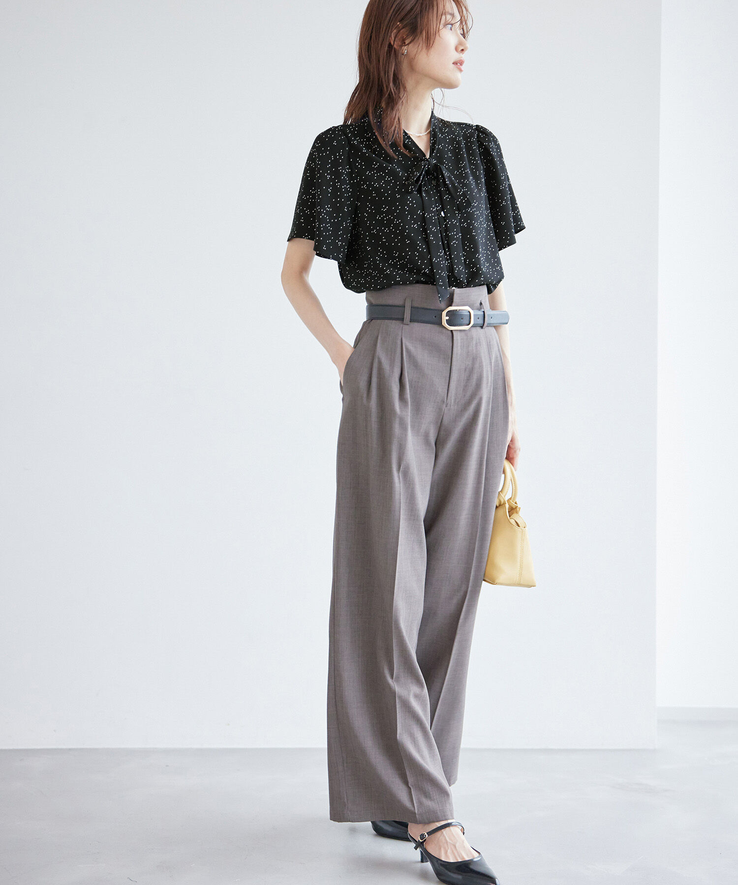 Rope&rsquo;Picnic「【ご好評につき追加生産&新色追加】サラサラリボンハーフスリーブブラウス」|シャツ・ブラウス|