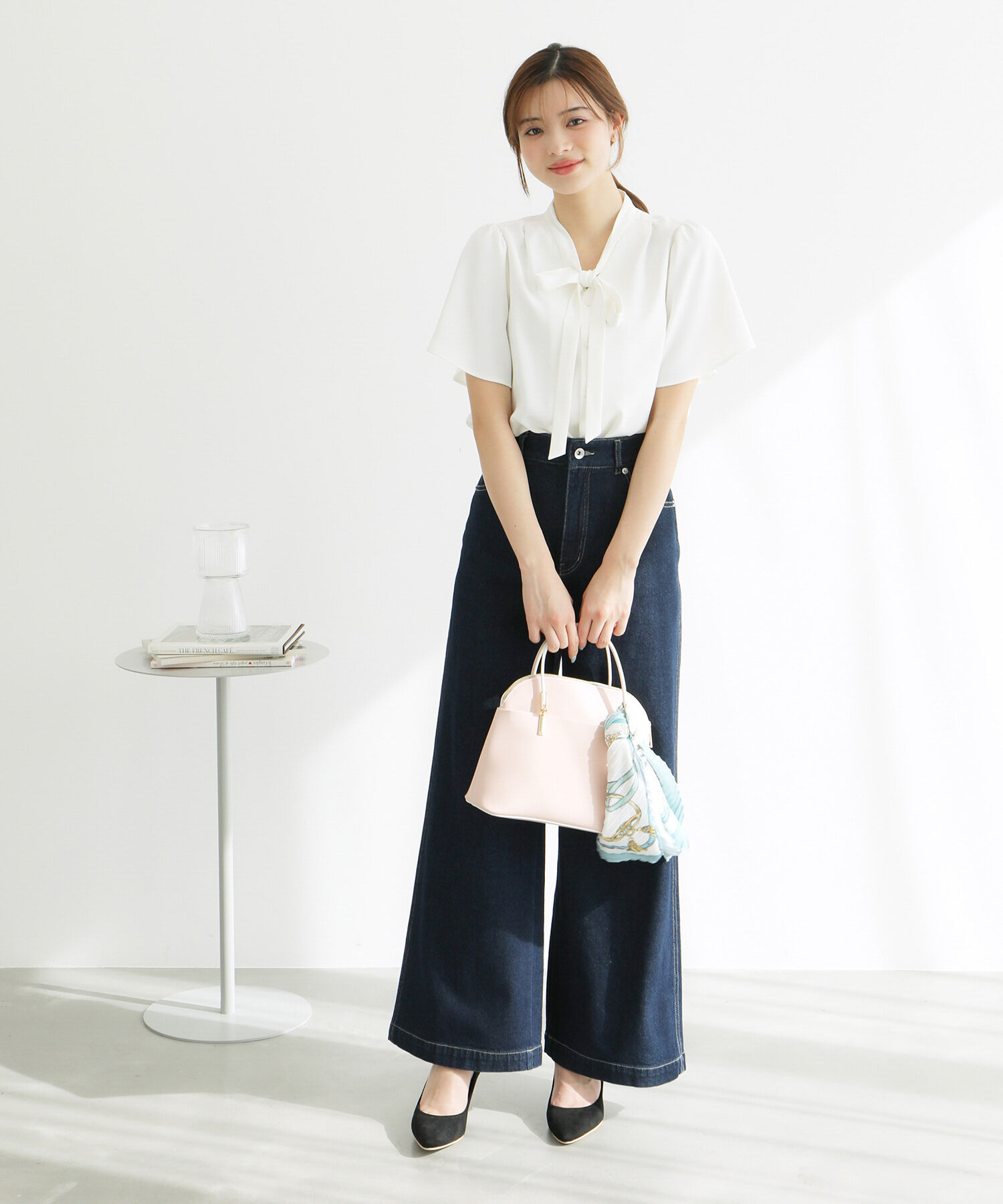 Rope&rsquo;Picnic「【ご好評につき追加生産&新色追加】サラサラリボンハーフスリーブブラウス」|シャツ・ブラウス|