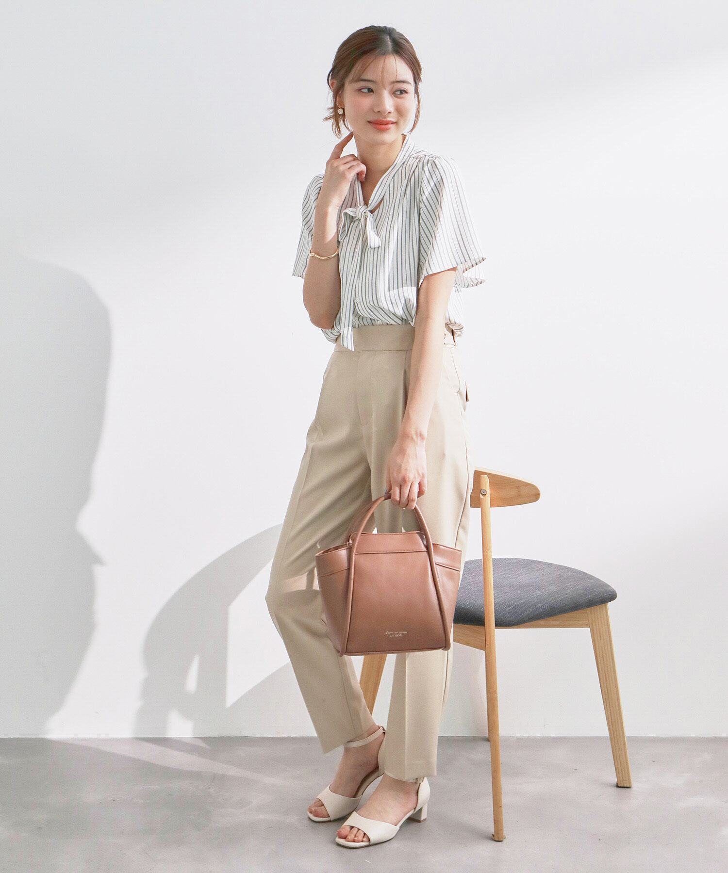 Rope&rsquo;Picnic「【ご好評につき追加生産&新色追加】サラサラリボンハーフスリーブブラウス」|シャツ・ブラウス|