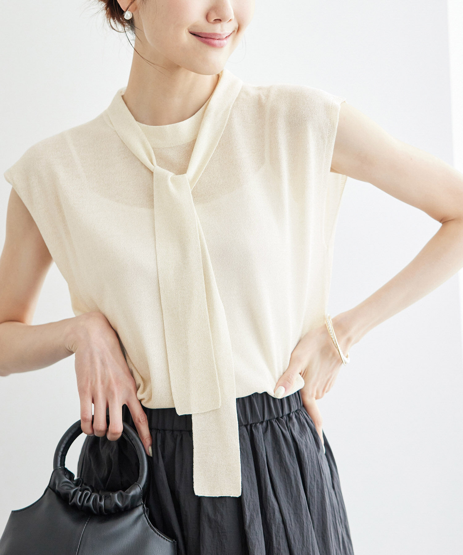 Rope&rsquo;Picnic「ラメボウタイシアーニットプルオーバー」|ニット・セーター|