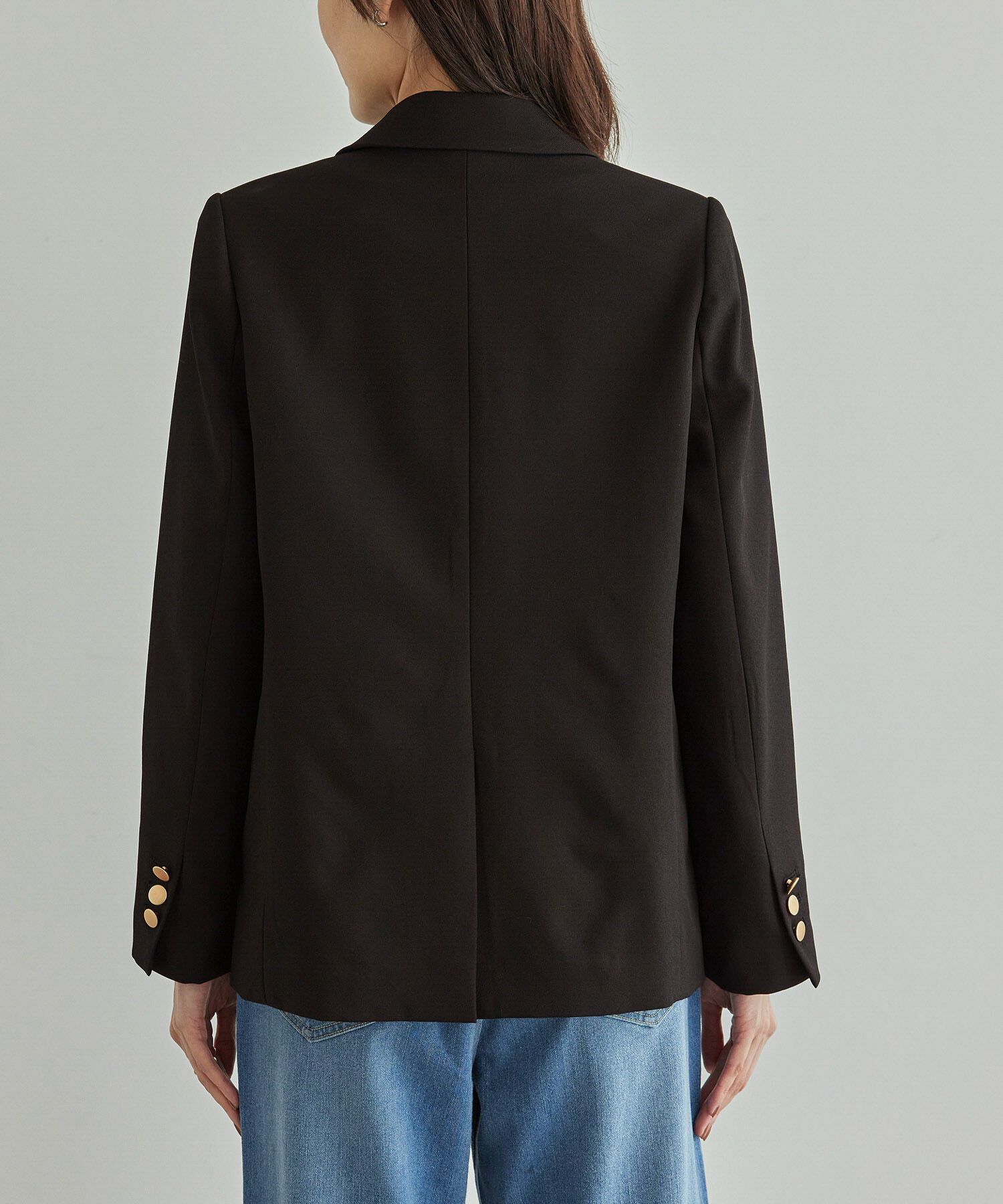 Rope&rsquo;Picnic「ウールライクサージ金ボタンジャケット(肩パットあり・半裏地)/セットアップ対応・リンクコーデ」|テーラードジャケット|