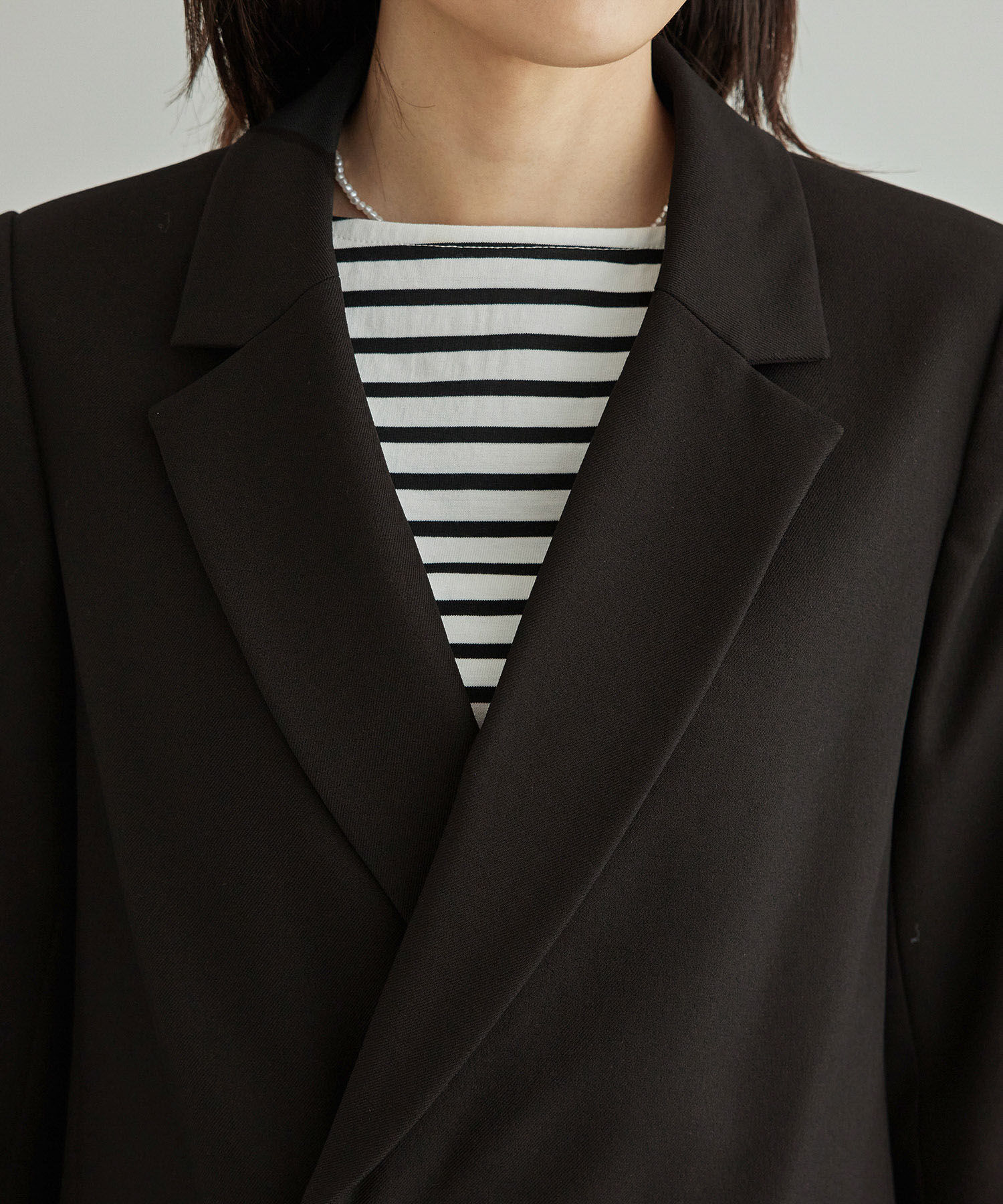 Rope&rsquo;Picnic「ウールライクサージ金ボタンジャケット(肩パットあり・半裏地)/セットアップ対応・リンクコーデ」|テーラードジャケット|