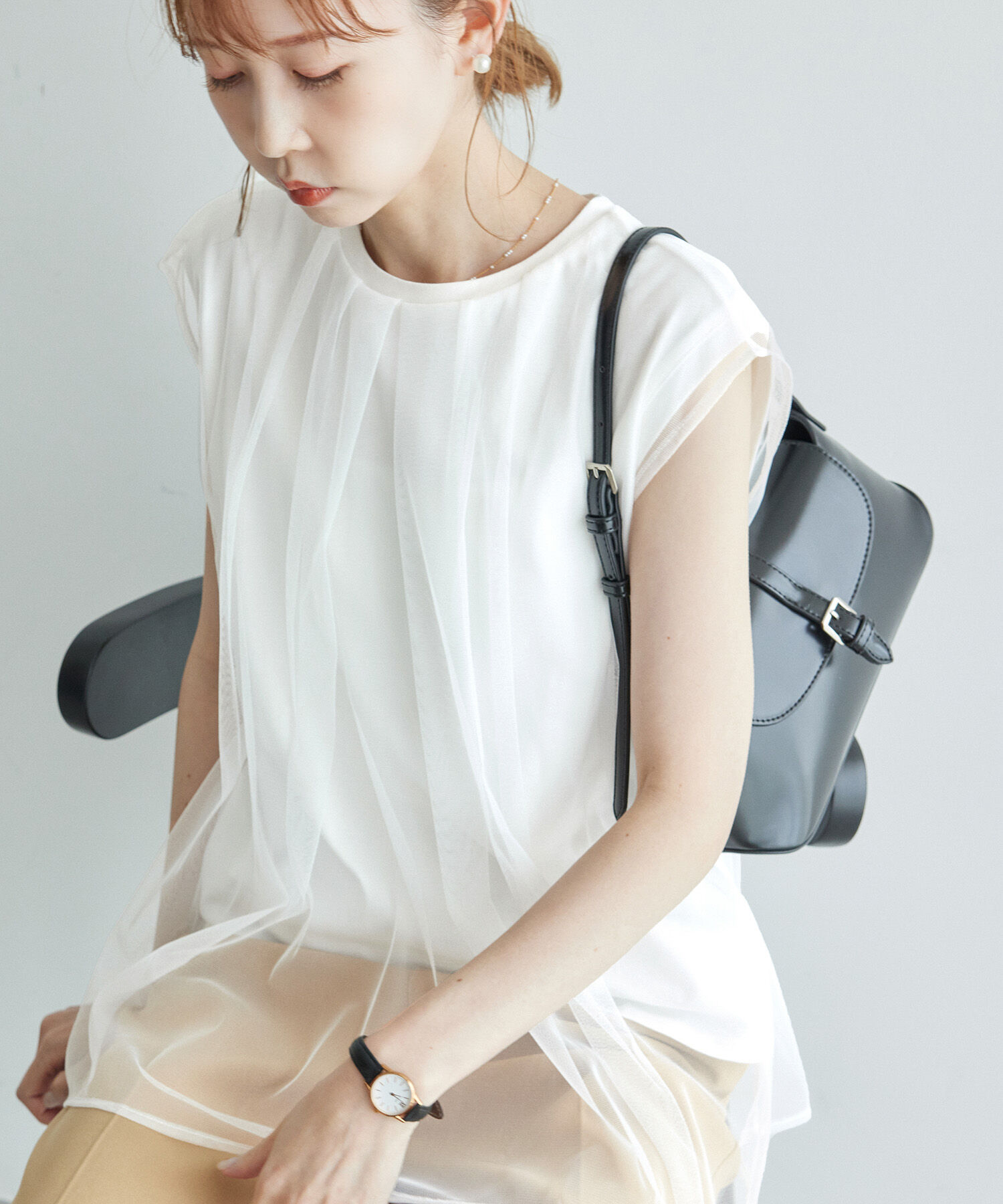 Rope&rsquo;Picnic「チュールカットトップス」|Tシャツ・カットソー|ホワイト(10)