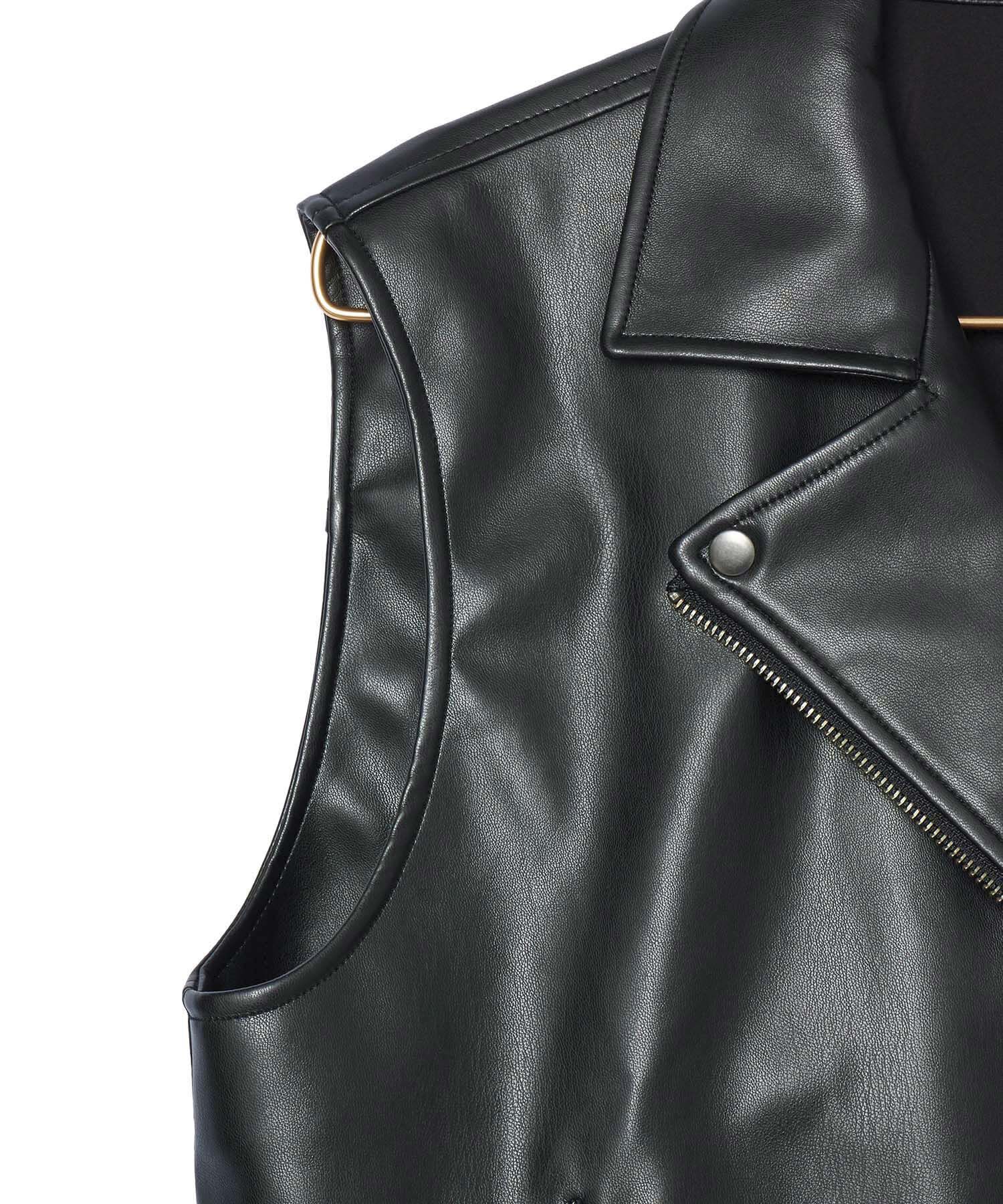 ROPE' PICNIC R「シンセティックレザーノースリーブジャケット」|ライダースジャケット|