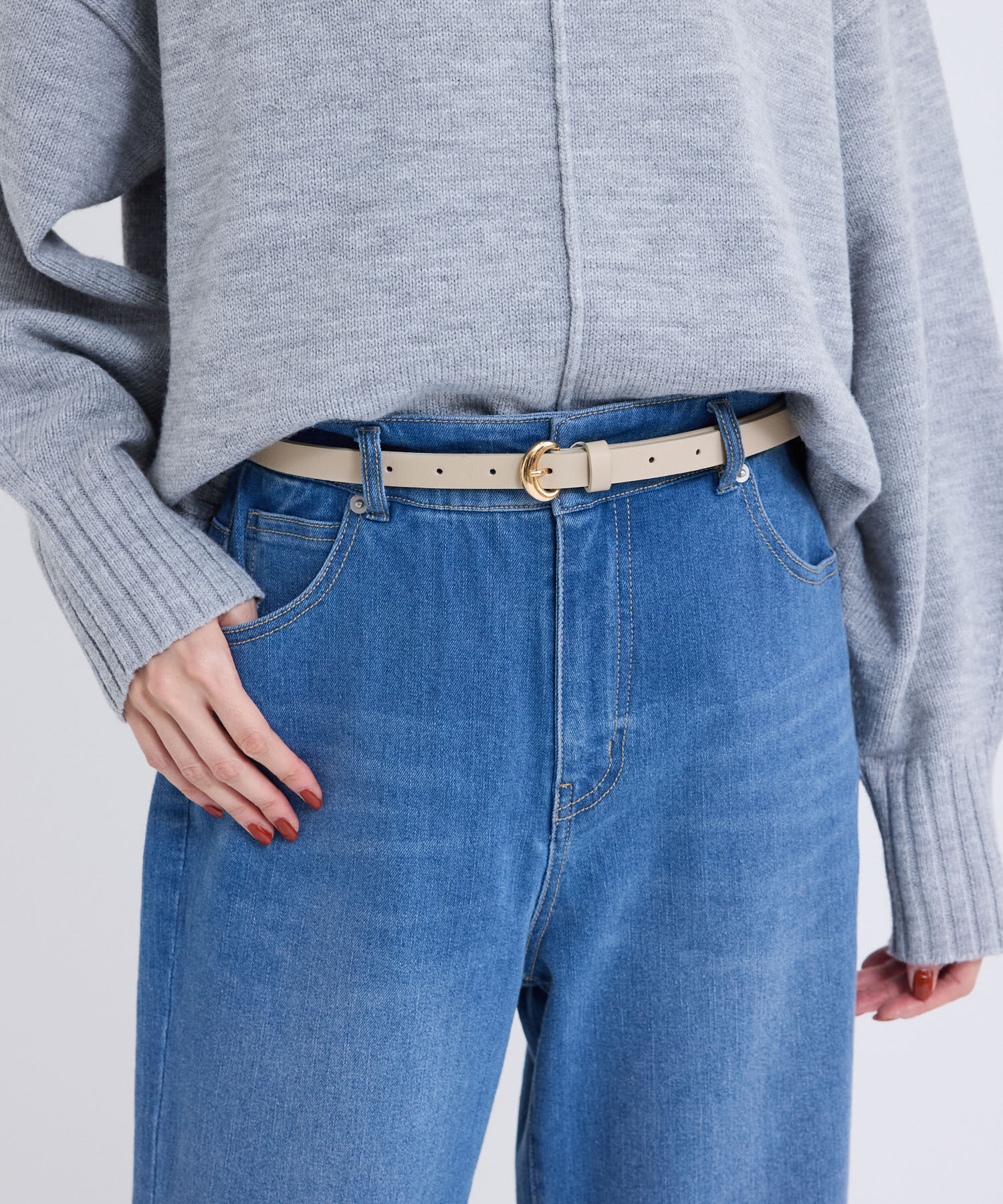 ROPE PICNIC PASSAGE「16mmカーブラウンドバックルベルト」|ベルト|ベージュ(27)