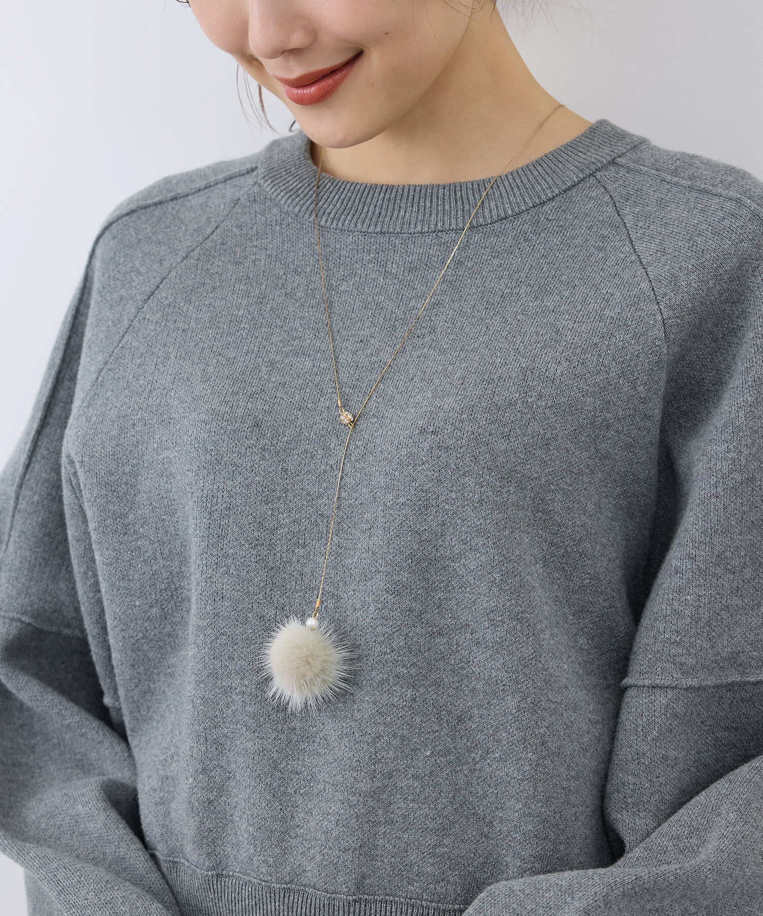 ROPE PICNIC PASSAGE「フラッフィーボール&times;ロンデルラリエットネックレス」|ネックレス|