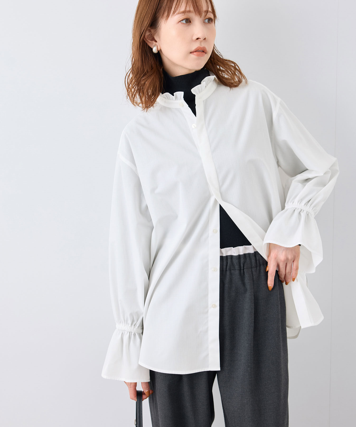 Rope&rsquo;Picnic「無地・ストライプフリルシャツ」|シャツ・ブラウス|オフホワイト(15)