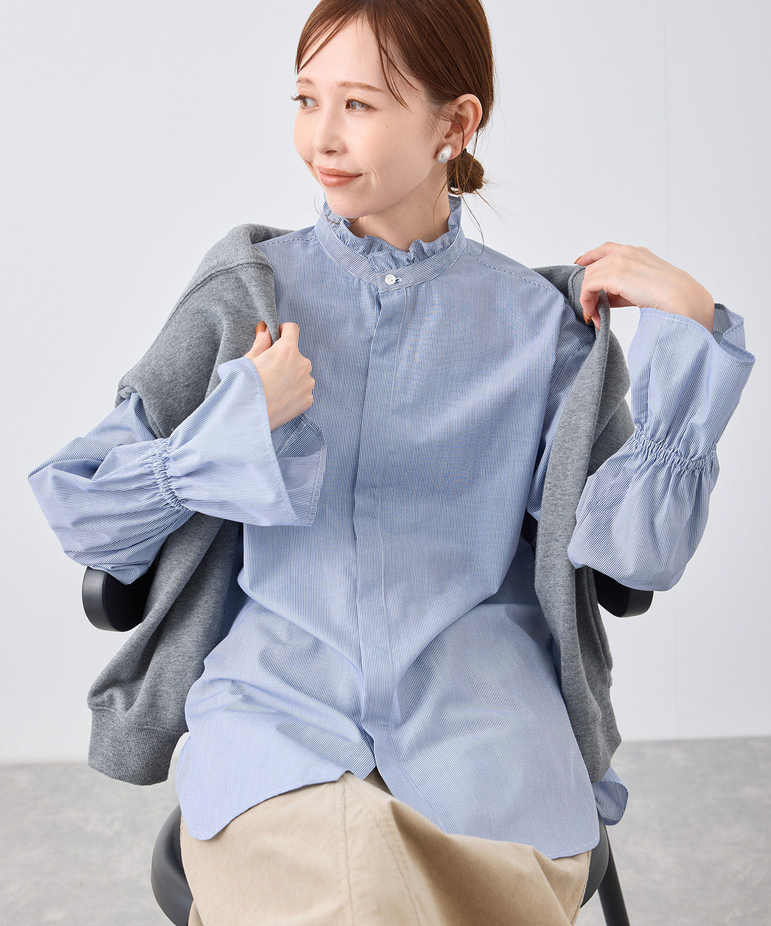 Rope&rsquo;Picnic「無地・ストライプフリルシャツ」|シャツ・ブラウス|