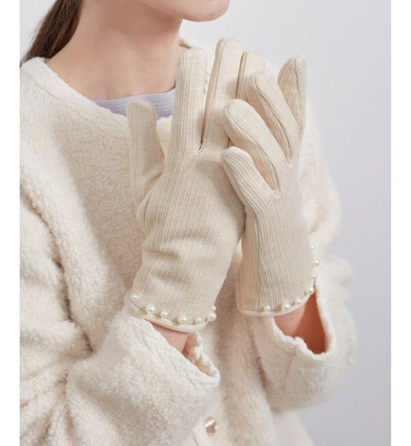ROPE PICNIC PASSAGE「パール/リブジャージーグローブ」|手袋|生成メイン