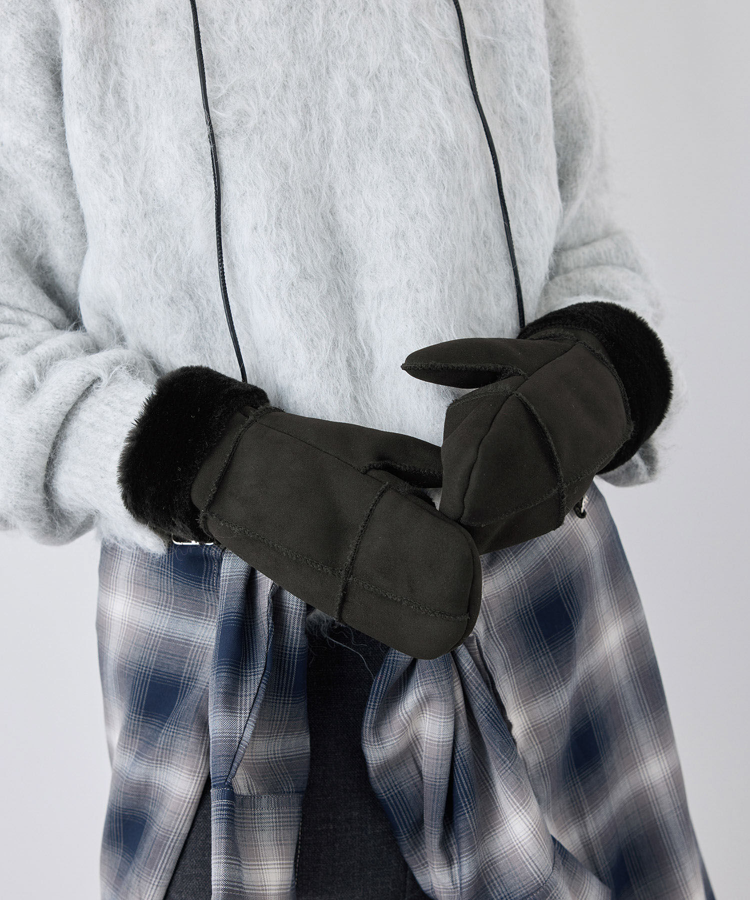 ROPE PICNIC PASSAGE「洗える・2WAY/ショルダー付きムートンライクミトングローブ」|手袋|