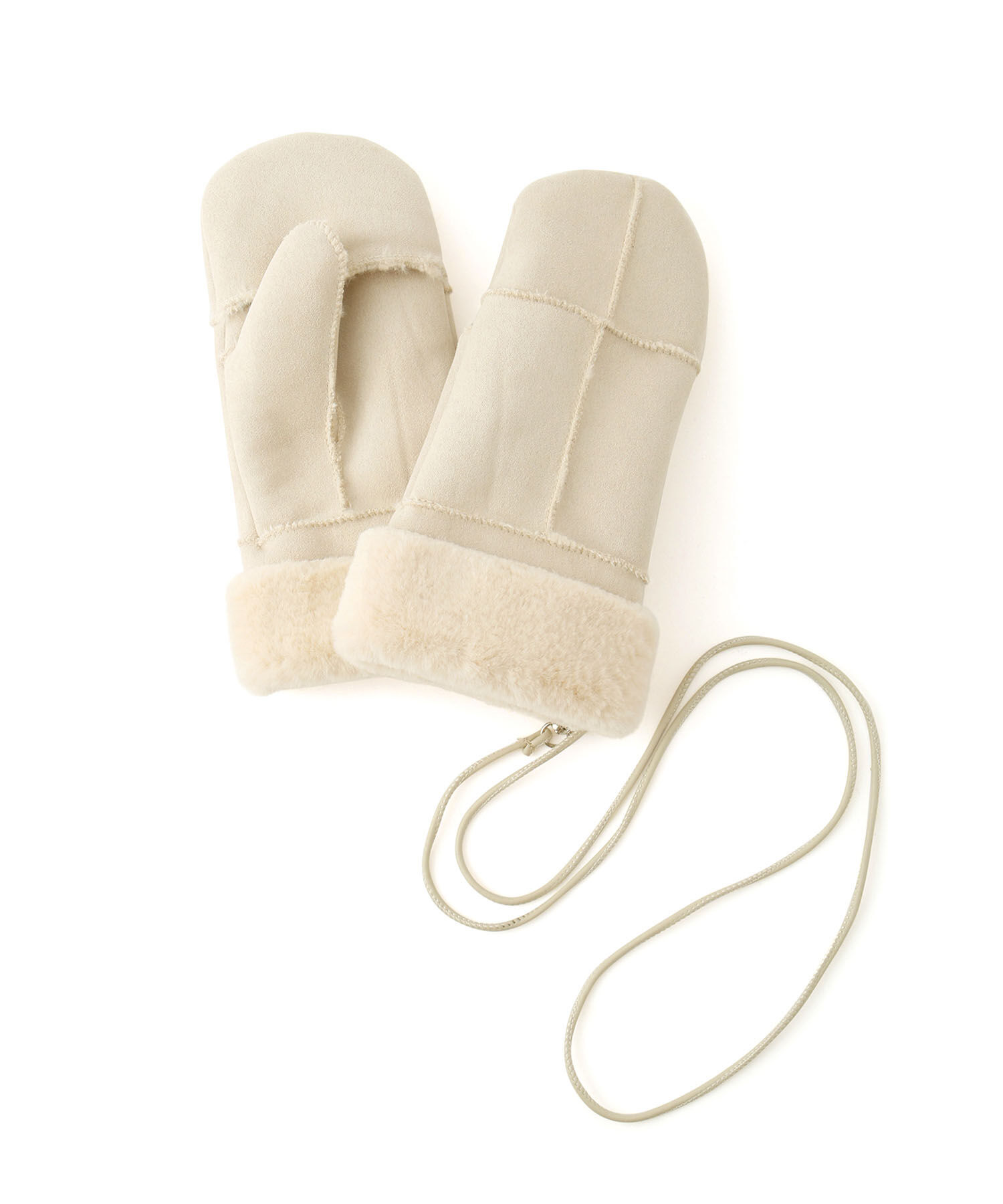 ROPE PICNIC PASSAGE「洗える・2WAY/ショルダー付きムートンライクミトングローブ」|手袋|