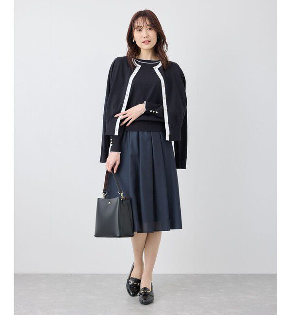 Rope&rsquo;Picnic「ライン入りクルーネックニットカーディガン/アンチピリング・洗濯機OK」|カーディガン|