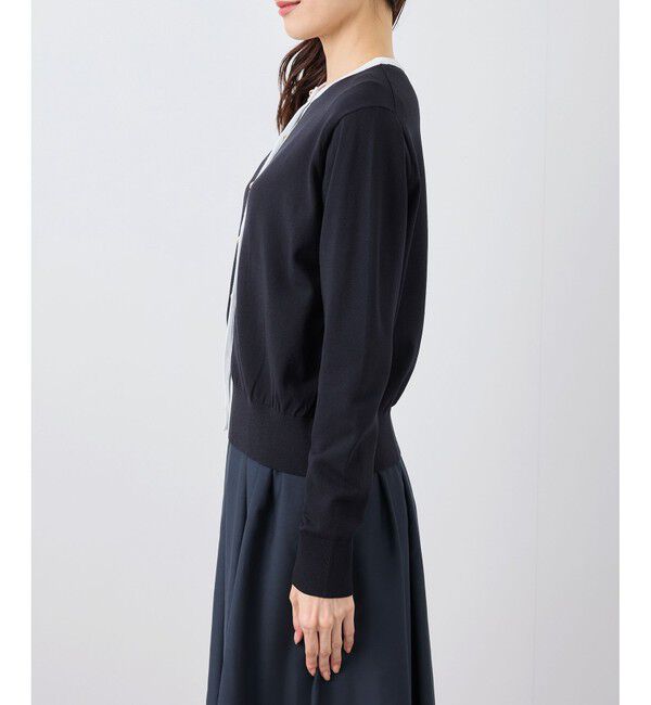 Rope&rsquo;Picnic「ライン入りクルーネックニットカーディガン/アンチピリング・洗濯機OK」|カーディガン|