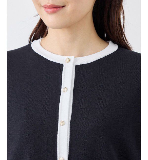 Rope&rsquo;Picnic「ライン入りクルーネックニットカーディガン/アンチピリング・洗濯機OK」|カーディガン|