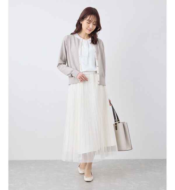 Rope&rsquo;Picnic「ライン入りクルーネックニットカーディガン/アンチピリング・洗濯機OK」|カーディガン|