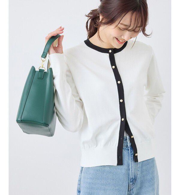 Rope&rsquo;Picnic「ライン入りクルーネックニットカーディガン/アンチピリング・洗濯機OK」|カーディガン|オフホワイト(15)