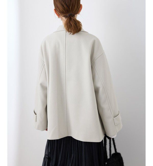 Rope&rsquo;Picnic「ジャージメルトンスタンドカラーミディ丈コート」|ステンカラーコート|