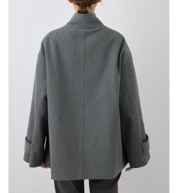 Rope&rsquo;Picnic「ジャージメルトンスタンドカラーミディ丈コート」|ステンカラーコート|