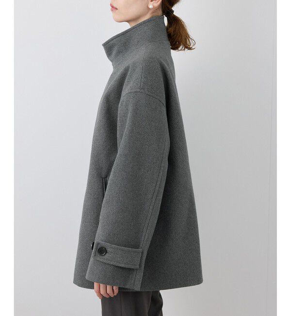 Rope&rsquo;Picnic「ジャージメルトンスタンドカラーミディ丈コート」|ステンカラーコート|