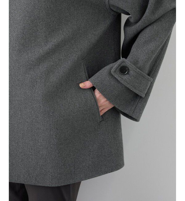 Rope&rsquo;Picnic「ジャージメルトンスタンドカラーミディ丈コート」|ステンカラーコート|