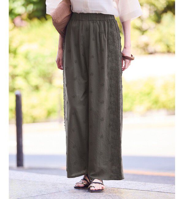 Rope&rsquo;Picnic「3D刺繍レースワイドパンツ/リンクコーデ」|チノ|