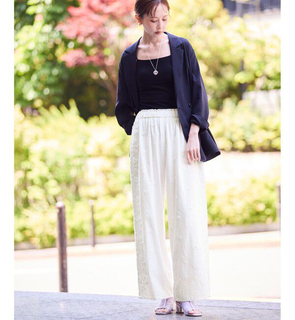 Rope&rsquo;Picnic「3D刺繍レースワイドパンツ/リンクコーデ」|チノ|