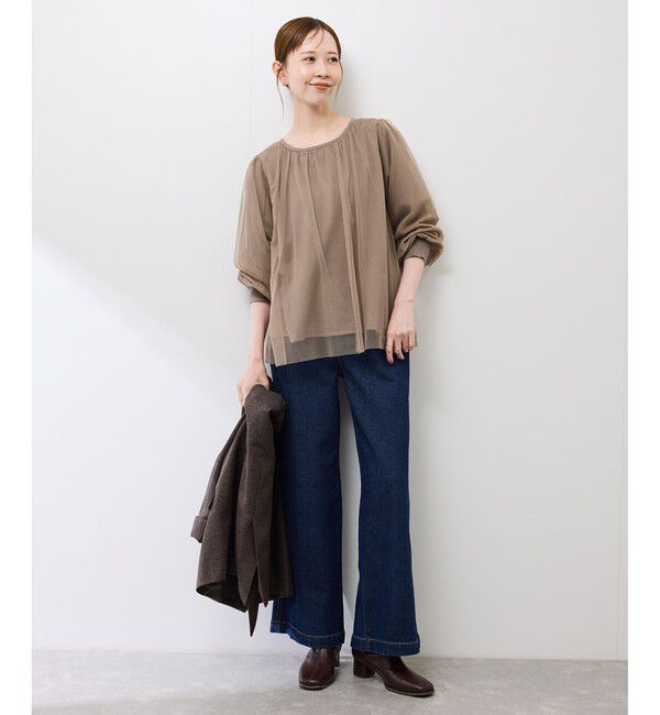 Rope&rsquo;Picnic「チュールドッキングボリュームスリーブニットプルオーバー」|ニット・セーター|