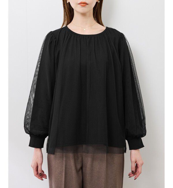 Rope&rsquo;Picnic「チュールドッキングボリュームスリーブニットプルオーバー」|ニット・セーター|