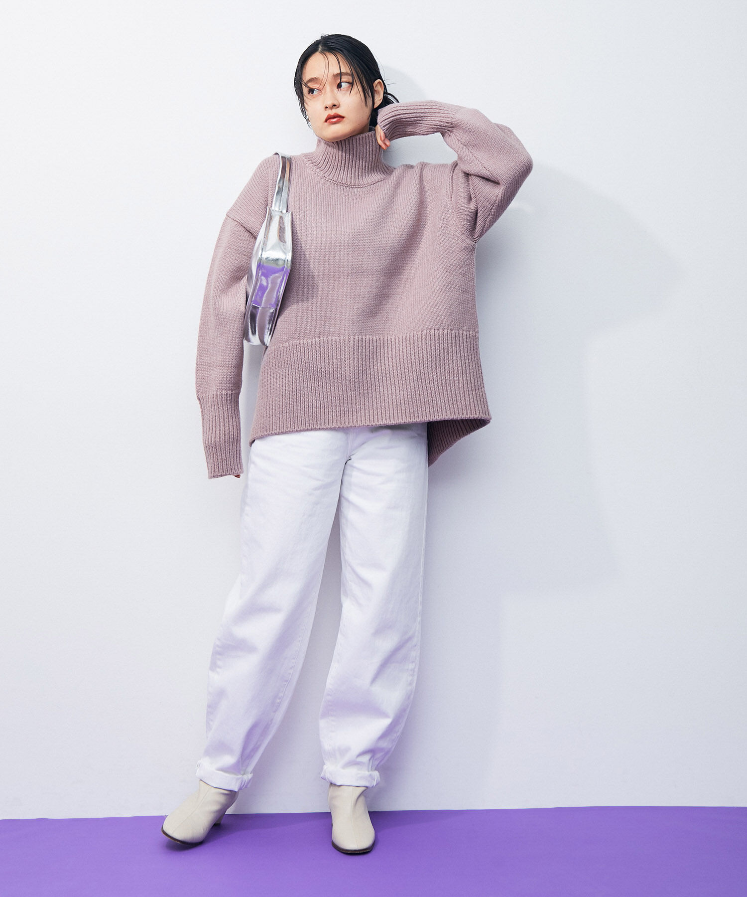 ADAM ET ROPE'「【WEB限定】タートルバックスリットニットプルオーバー」|ニット・セーター|