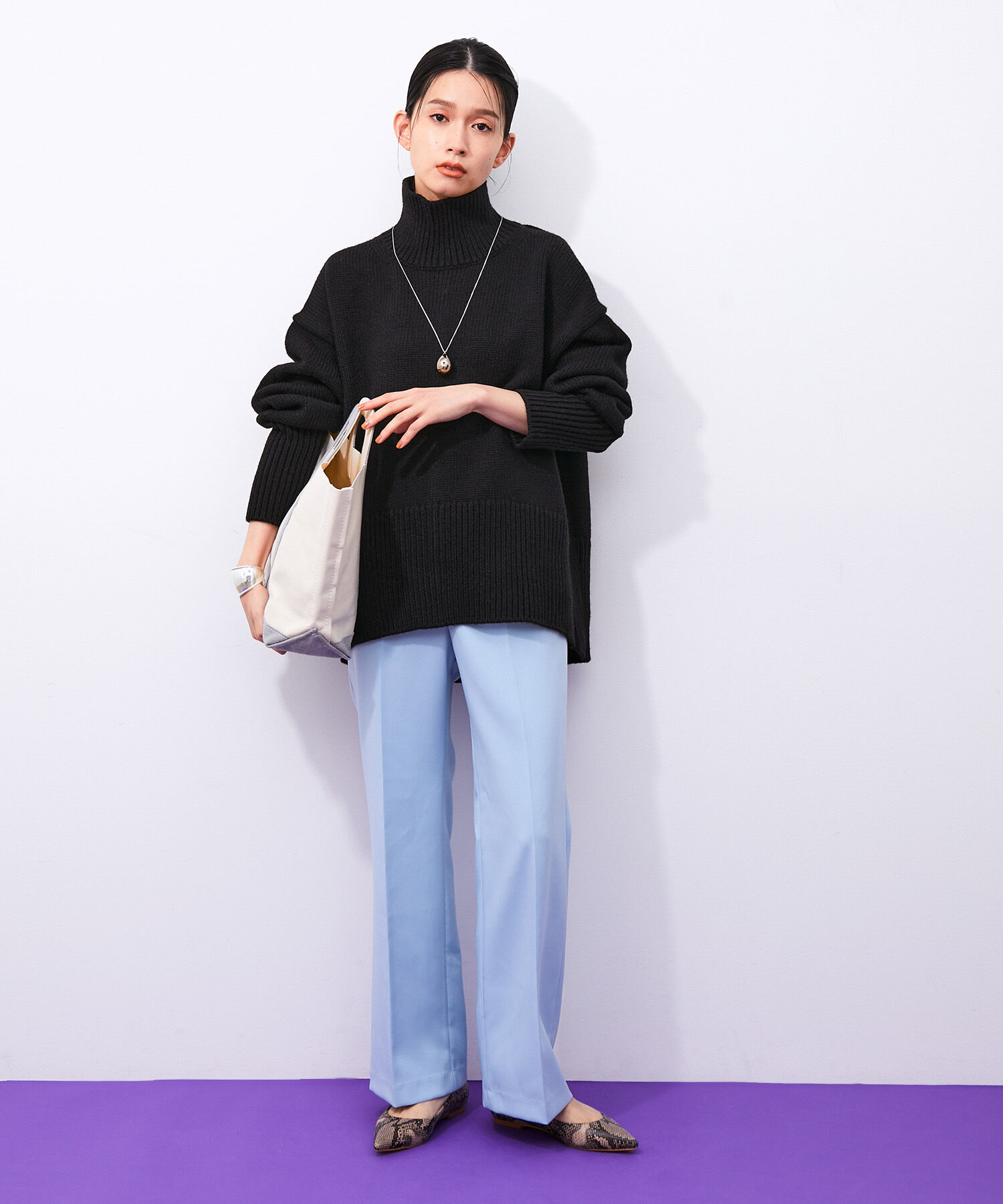 ADAM ET ROPE'「【WEB限定】タートルバックスリットニットプルオーバー」|ニット・セーター|