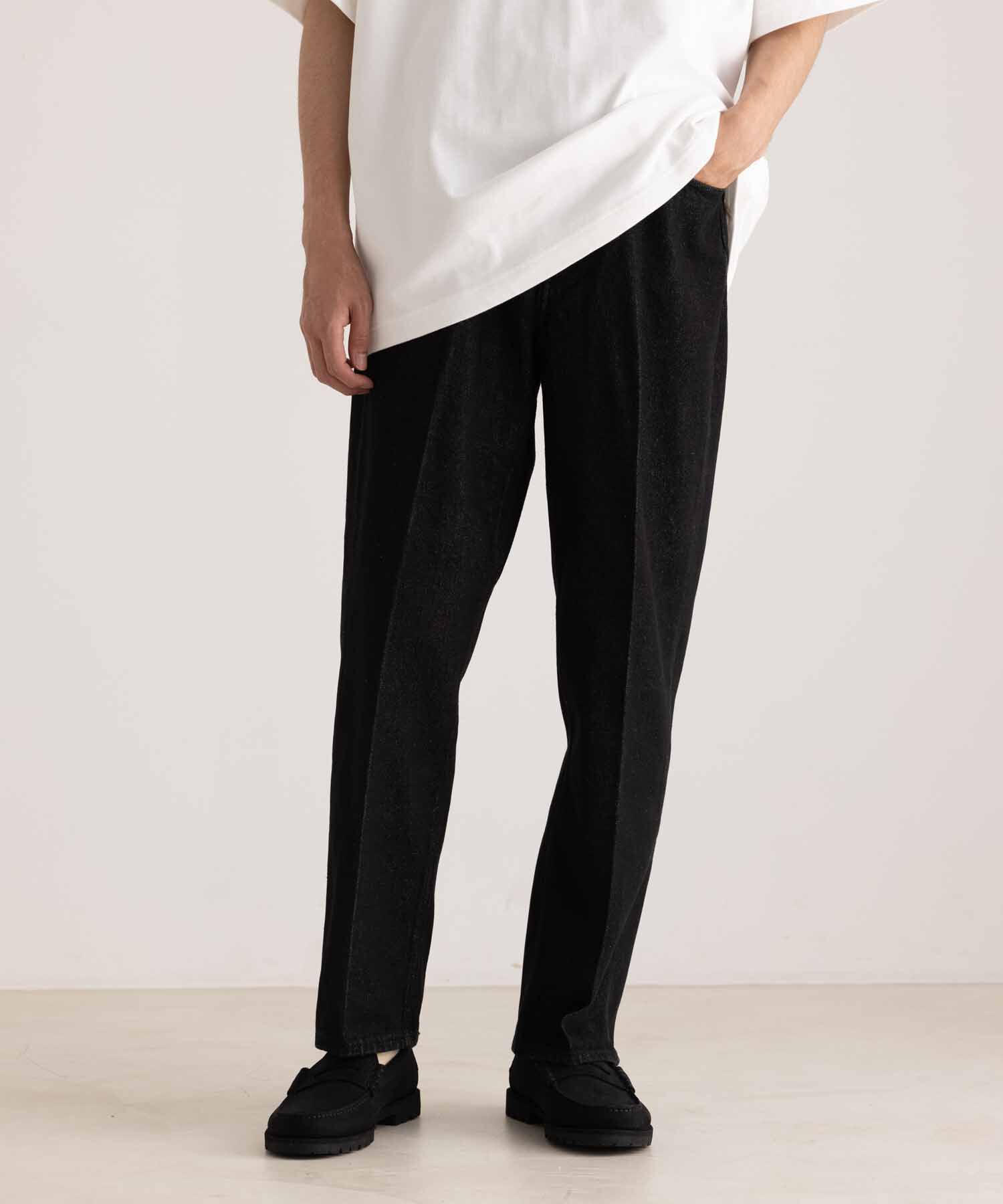 ADAM ET ROPE'「【コットンUSA】デニム センタークリース スラックス/サステナブル/セットアップ対応」|デニム|