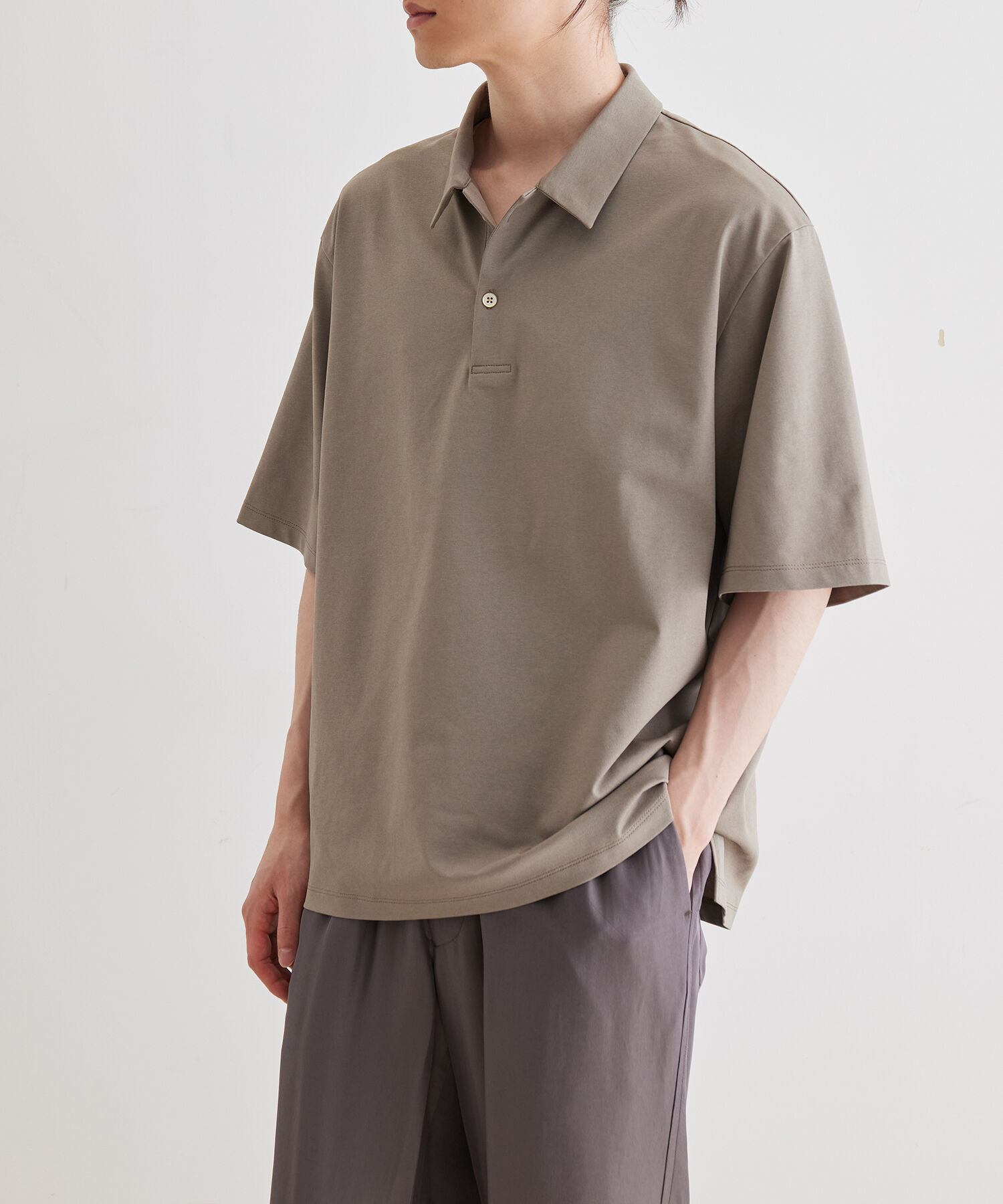 ADAM ET ROPE'「ボックスシルエット ジャージー ポロシャツ / イージーケア / ユニセックス / 吸水速乾」|ポロシャツ|ベージュ系(28)