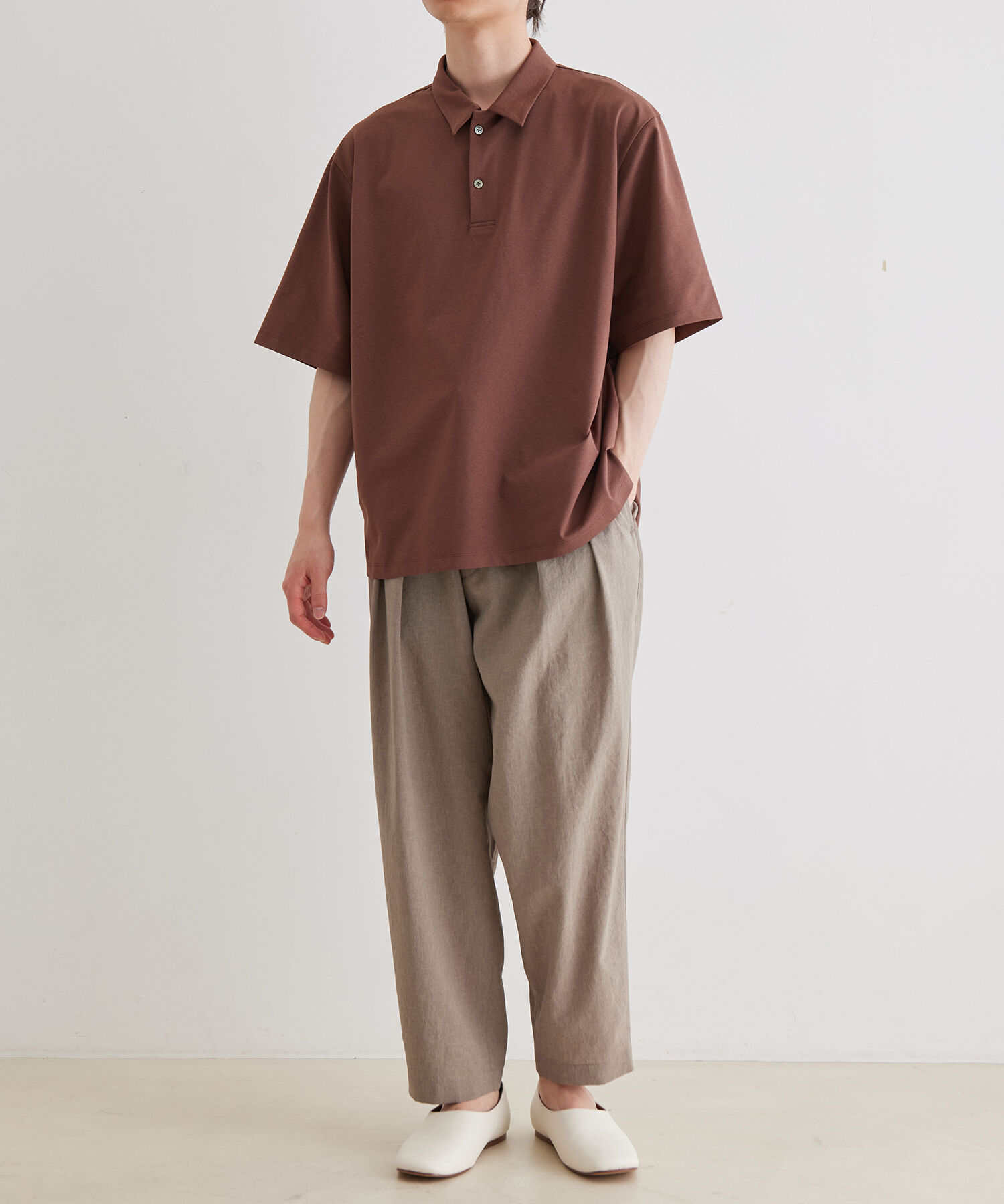 ADAM ET ROPE'「ボックスシルエット ジャージー ポロシャツ / イージーケア / ユニセックス / 吸水速乾」|ポロシャツ|