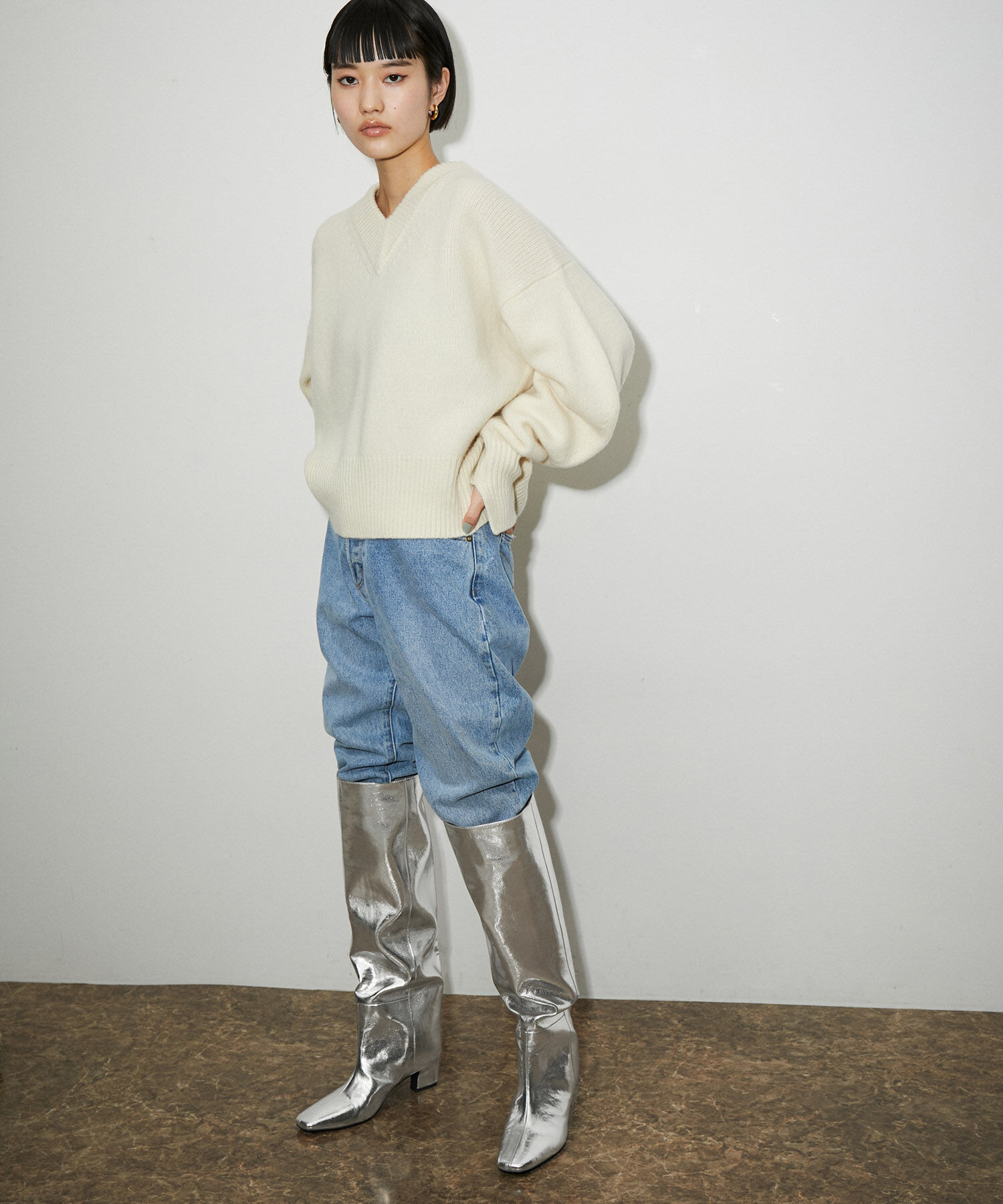 ADAM ET ROPE'「ナロースクエアトゥロングブーツ」|その他|