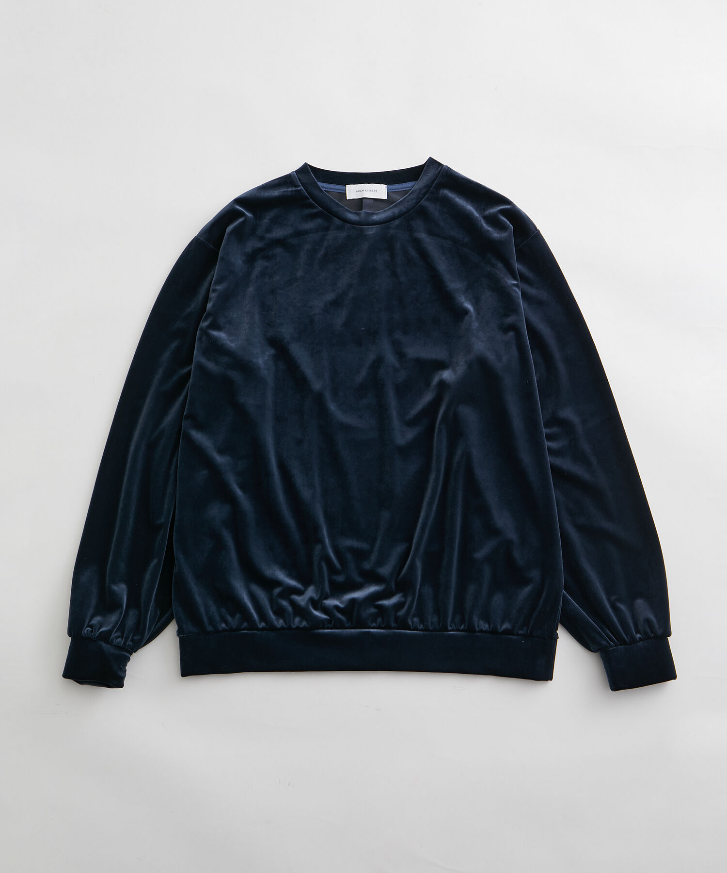 ADAM ET ROPE'「ルーズシルエット ベロア クルーネック プルオーバー / ロングシーズン着用可能 / セットアップ対応 / ユニ」|Tシャツ・カットソー|ネイビー系(41)