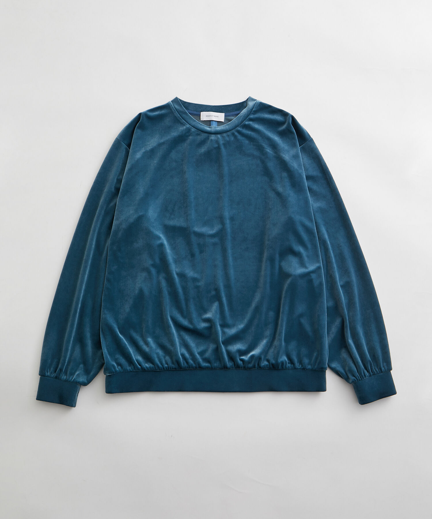 ADAM ET ROPE'「ルーズシルエット ベロア クルーネック プルオーバー / ロングシーズン着用可能 / セットアップ対応 / ユニ」|Tシャツ・カットソー|ブルー系(45)