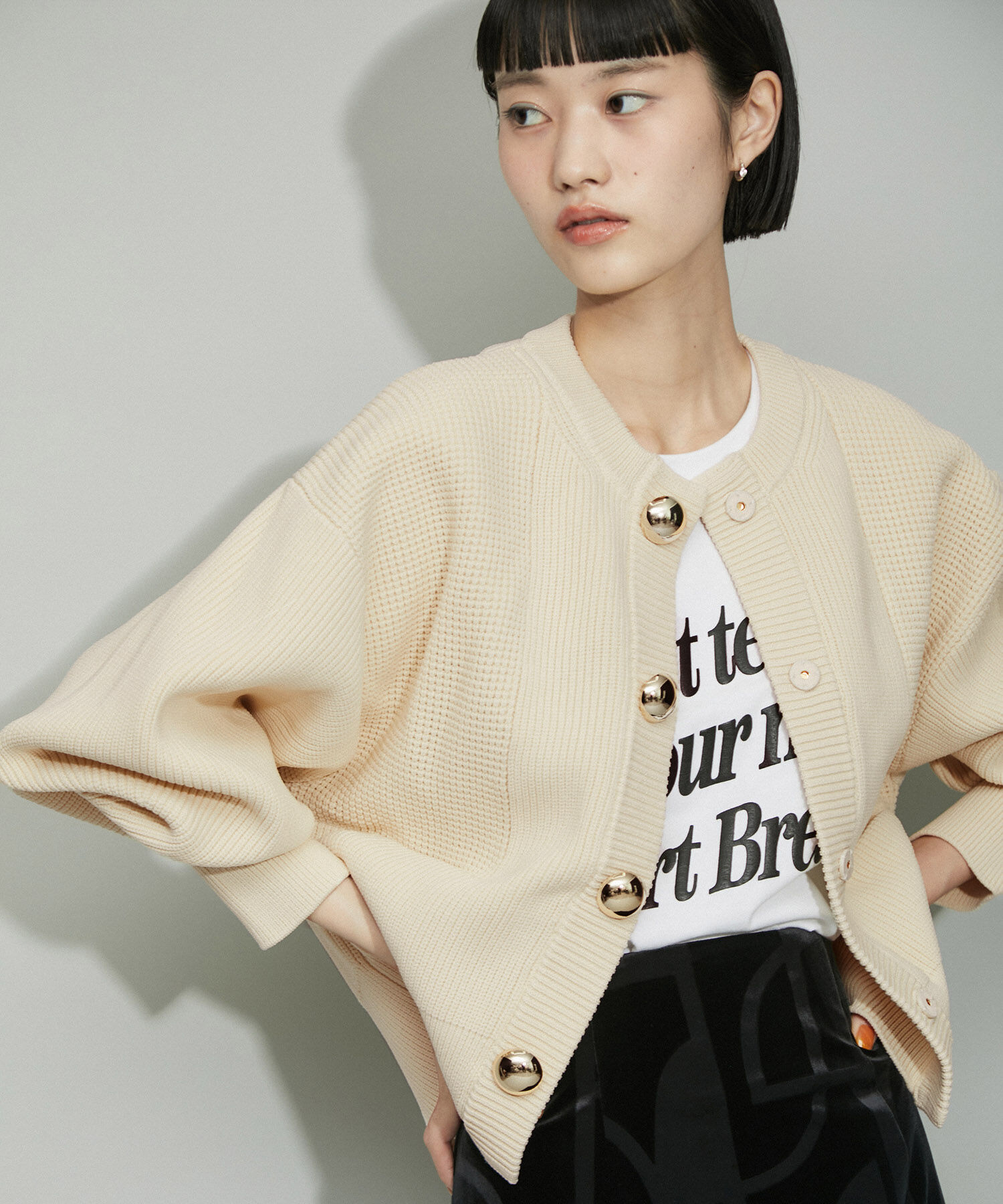 ADAM ET ROPE'「【WEB限定】【サステナブル・洗える】BIGボタンニットカーディガン」|カーディガン|