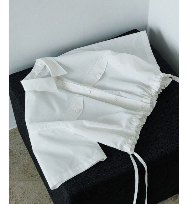 ADAM ET ROPE'「【逸品】・【サステナブル】クロップドギャザリングシャツ」|シャツ・ブラウス|ホワイト(10)