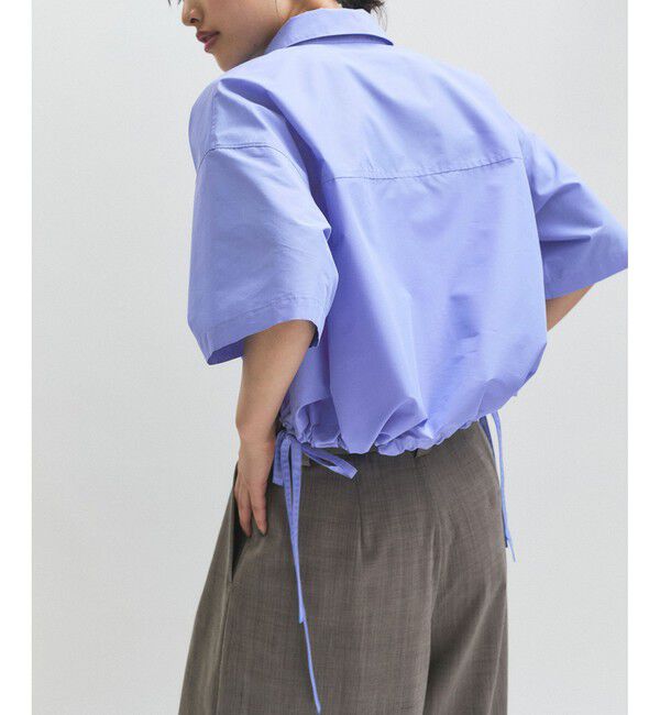 ADAM ET ROPE'「【逸品】・【サステナブル】クロップドギャザリングシャツ」|シャツ・ブラウス|