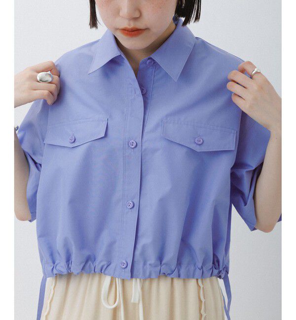 ADAM ET ROPE'「【逸品】・【サステナブル】クロップドギャザリングシャツ」|シャツ・ブラウス|