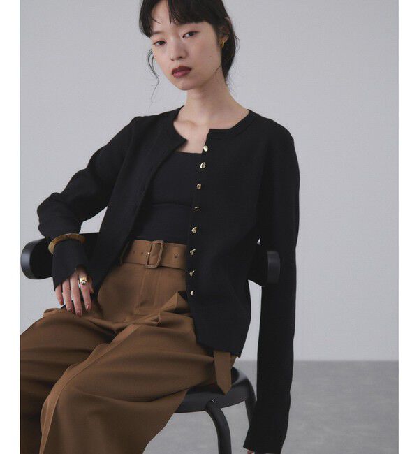 ADAM ET ROPE'「セレクトレングスクルーネックニットカーディガン」|カーディガン|