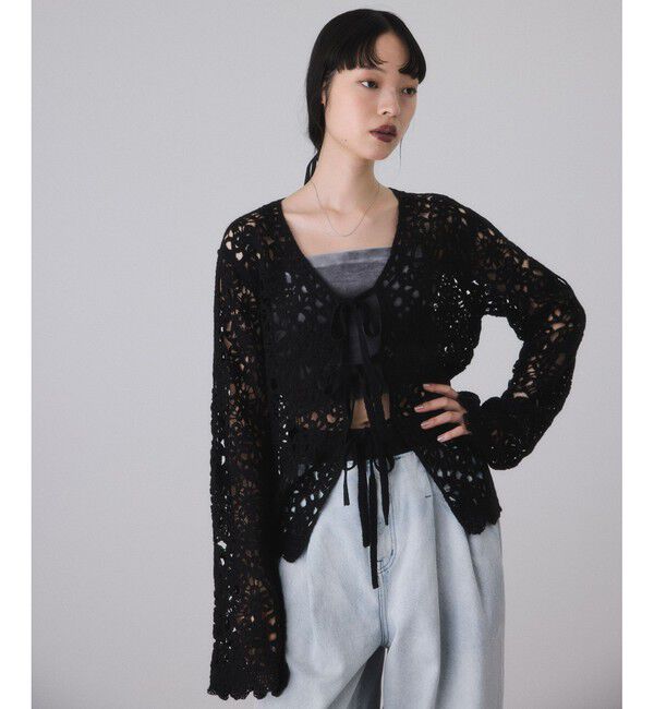 ADAM ET ROPE'「ウールクロシェレーストップス」|シャツ・ブラウス|ブラック(01)