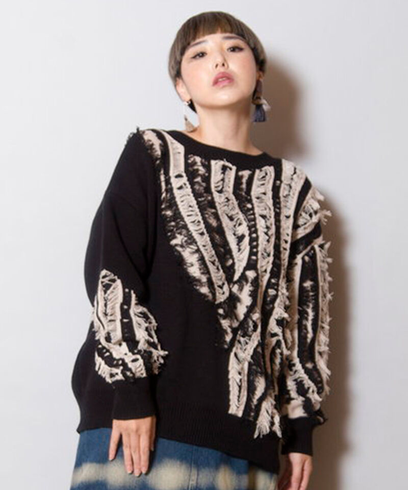  「2WAYジャガードニットカーディガン」|ニット・セーター|BLACK