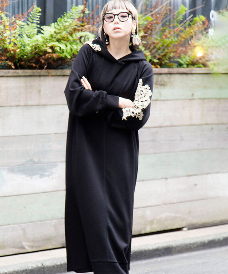  「レースモチーフワンピース」|ワンピース|BLACK