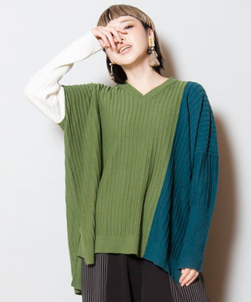 「切替ニットプルオーバー」|ニット・セーター|GREEN