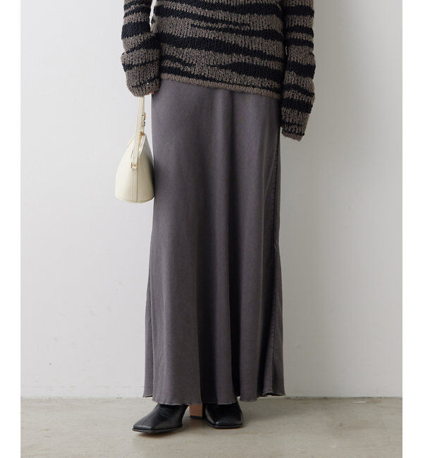  「テンセル(TM)繊維使用ロングスカート」|スカート|チャコールグレー