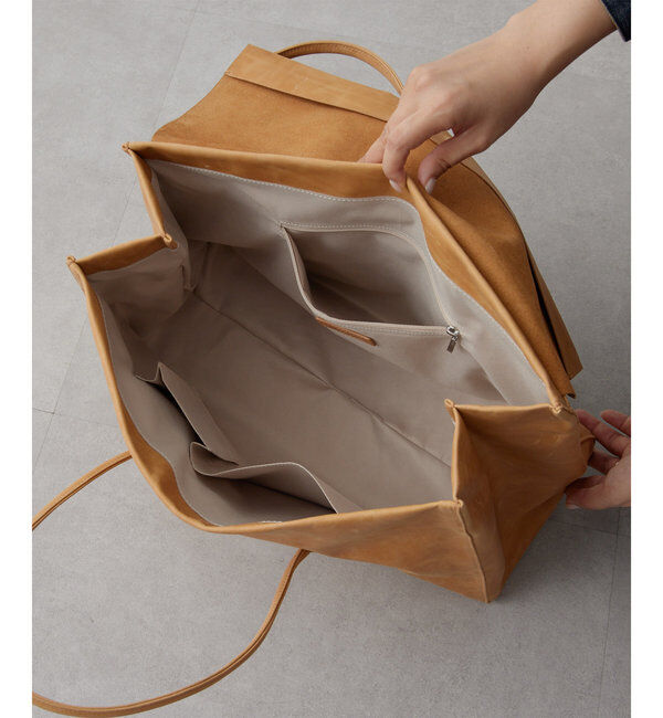 Hoaw.「【Hoaw.】ヴィンテージ加工フラップボストンバッグ」|トートバッグ|