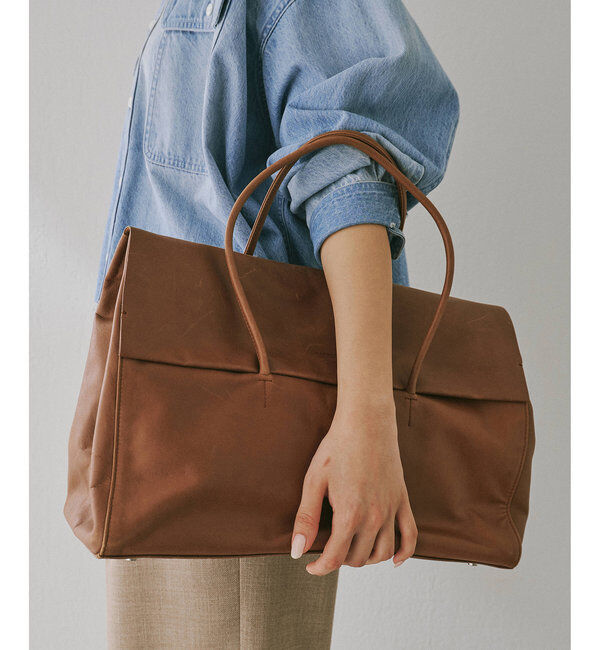 Hoaw.「【Hoaw.】ヴィンテージ加工フラップボストンバッグ」|トートバッグ|キャメル